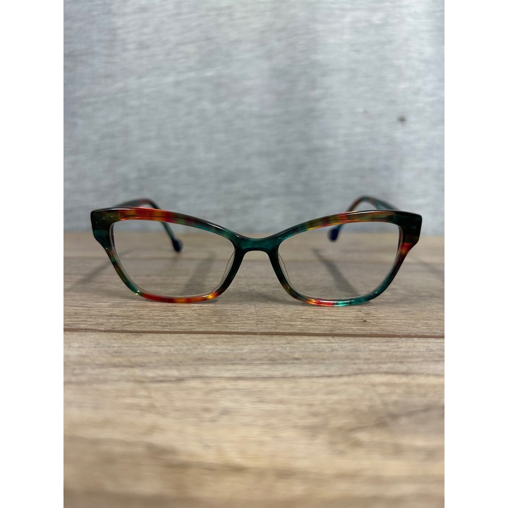 Lisa Loeb Eyewear Bunny Pop Swirl Cat Eye Glasses Multi Color Teal 50-16-135